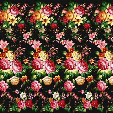 Бязь Премиум 220 см наб рис.72204-1 Жостовская роспись