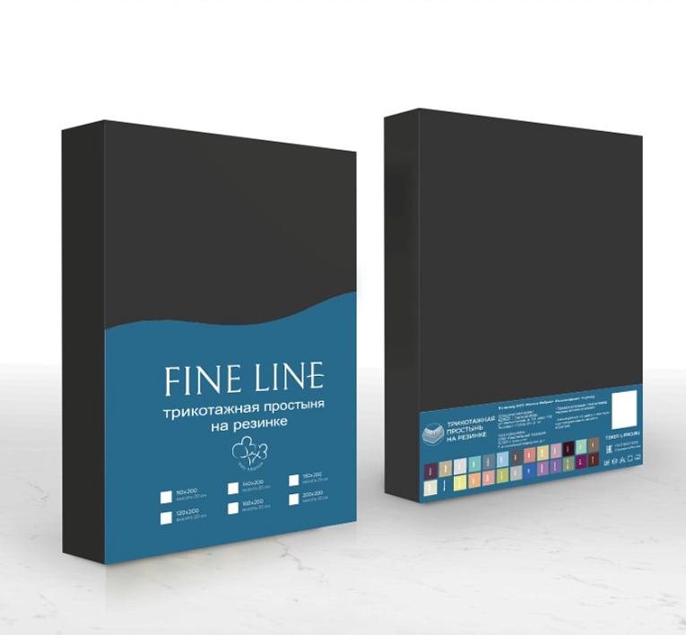 Простыня трикотажная на резинке Fine Line графит - 3