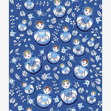 Полотно вафельное 50 см наб рис.62164-1 Матрешка Гжель