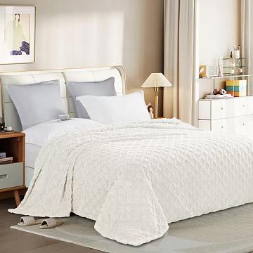 Плед велсофт Vse DOMA шерпа, ромб, молочный, ролик