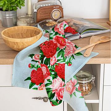 Полотно вафельное 50 см наб рис.29438-1 Пионы