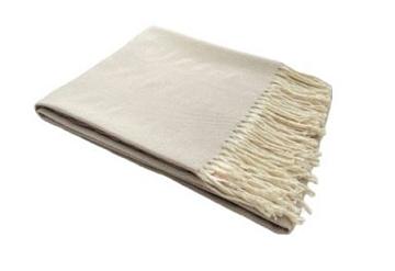 Плед смесовой Все ДOMA/Vse DOMA с бахромой бел-беж Мэри