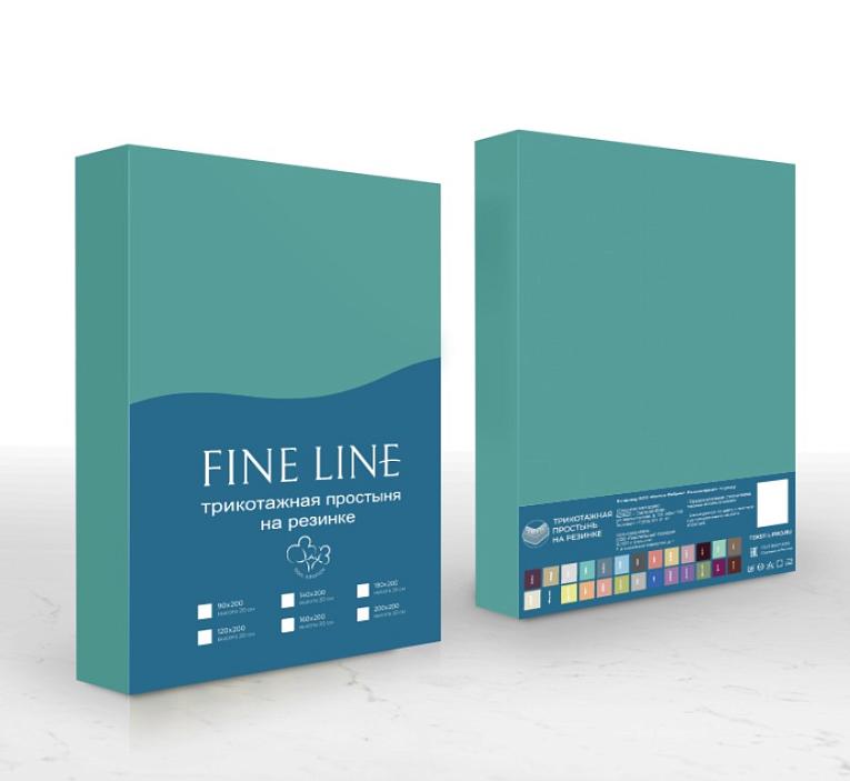 Простыня трикотажная на резинке Fine Line бирюза - 3