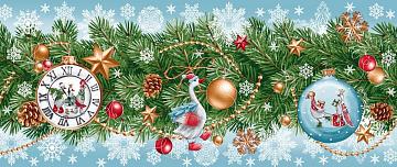 Полотно вафельное 150 см наб рис.29388-1 Новогодние гуси