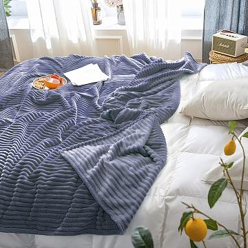 Плед велсофт Vse DOMA полоса 1 см., цвет сине-серый, ролик