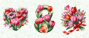 Полотно вафельное 150 см наб рис.29480-1 Розовые тюльпаны