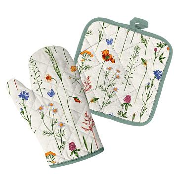 Набор из рогожки прихватка, рукавица Vse DOMA рис.60286-1 Полевые цветы