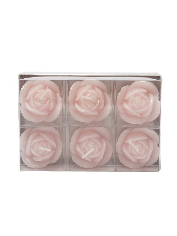 Набор свечей Roses Floox, 13х8,5х4 см, цв.розовый, комбинированные материалы, вес 6х20 гр, 6 шт - 1