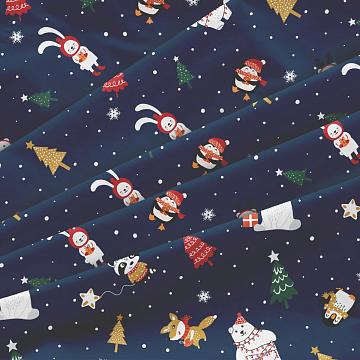 Фланель 150 см наб рис.64064-1 Новогодние игрушки синий